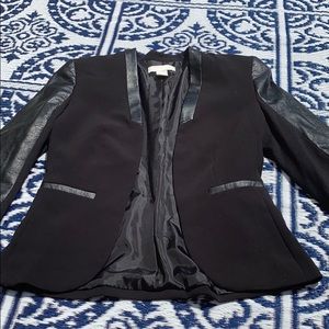 Blazer with faux leather detailing